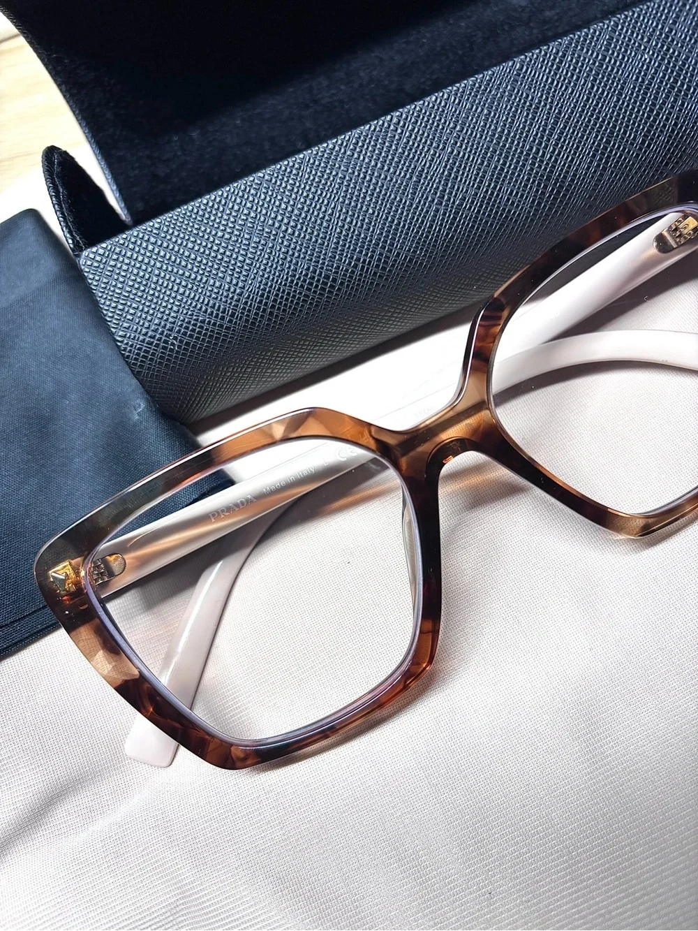 Prada Women's Tortoiseshell Square Optical Glasses - Brown/Black